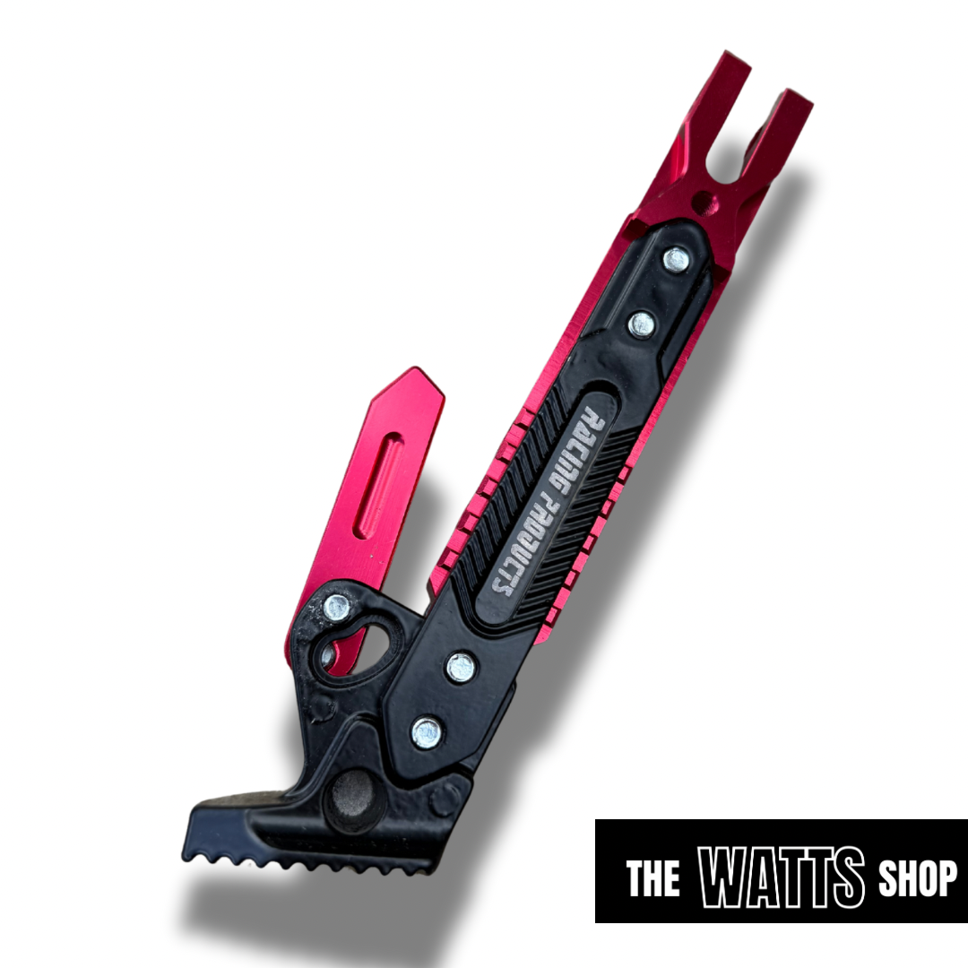 red and black Tuttio Soleil 01 kickstand on a white background, branded 'The Watts Shop'.