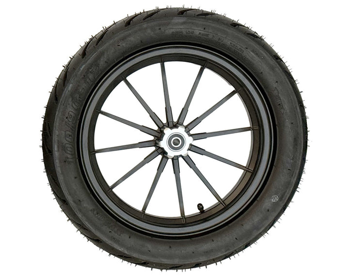 Wheel Assembly, 12" Front with Supermoto 100/90-12 Tire, 12x2.5 Radial 12 Spoke Wheel, Black (Part #10080) Fits TT1600R, XRA, XRB, HRH, HRS