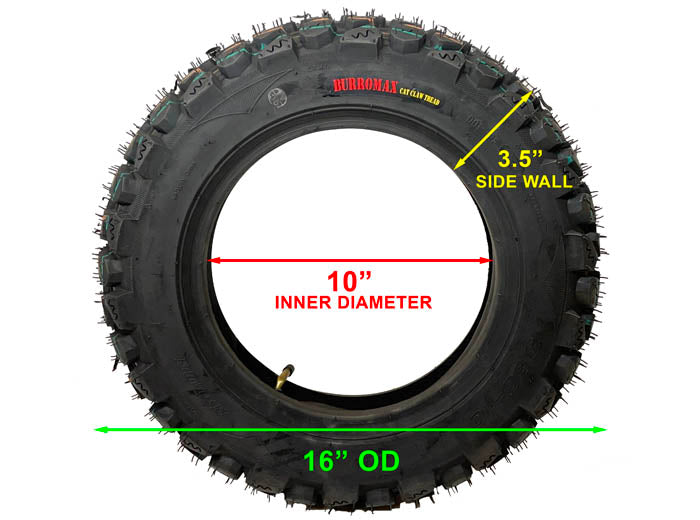 Performance Off Road Tire And Wheel Set, Mounted, Set of 2, Cat Claw Tire (Part #10178) Fits TT1600R, HRH, HRS, X
