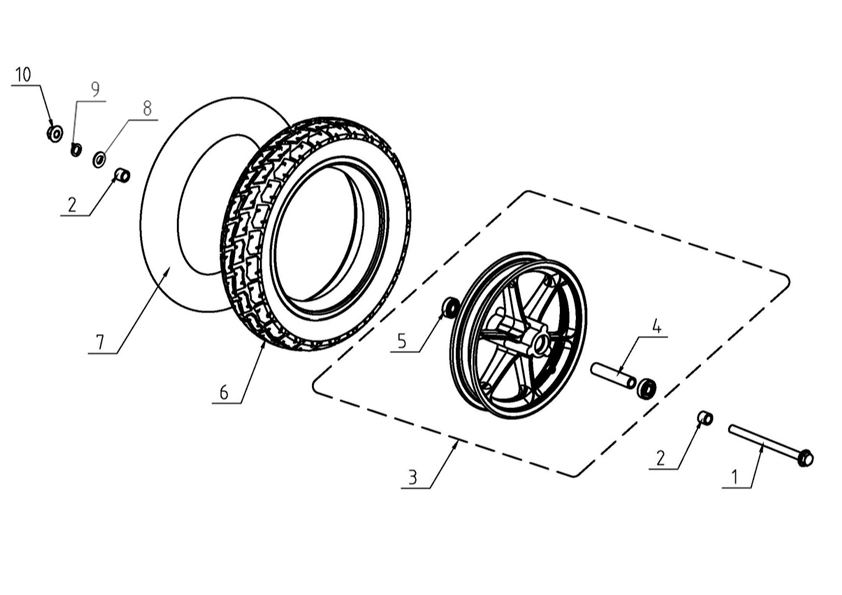 Wheel Assembly, Front or Rear 12.5x2.75, Silver 6 Spoke (#3, #4, #5) (Part #10055) Fits TT250, TT350R, TT750R Model Years 2025 And Later