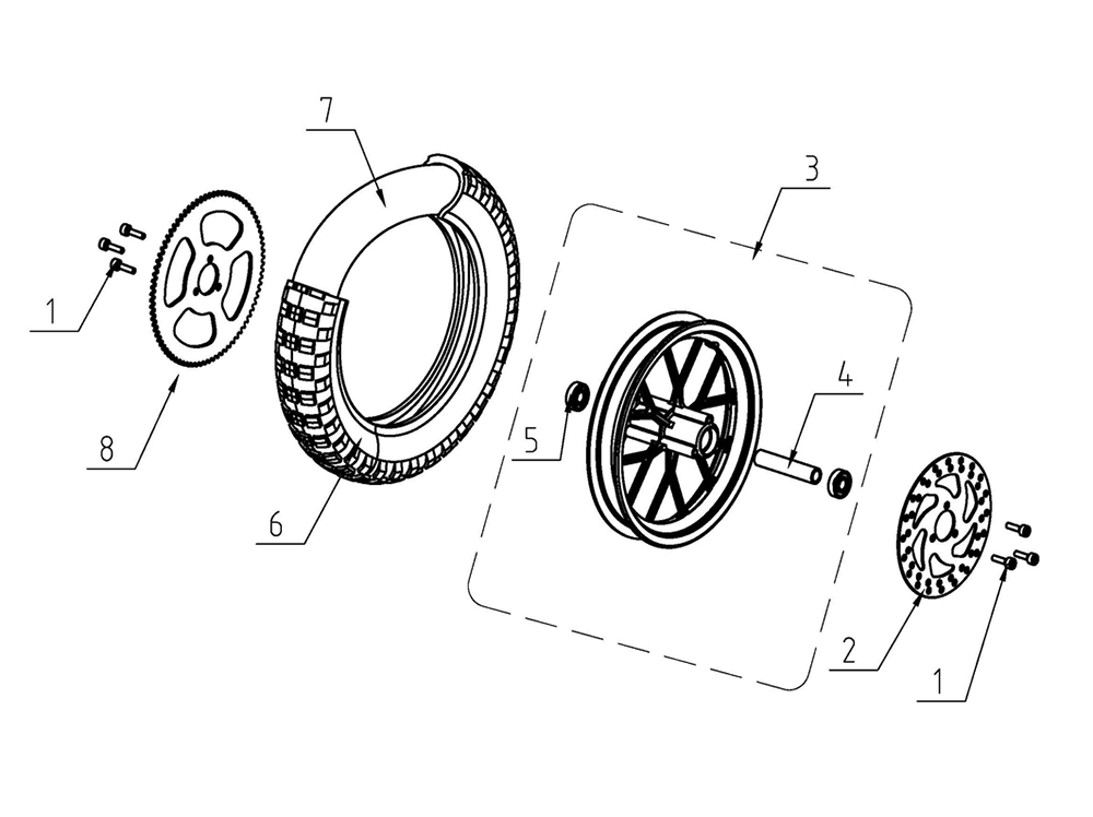 Tire with Inner Tube, Knobby Type F/R 12.5X2.75 (Part #10041) Fits TT250, TT350R