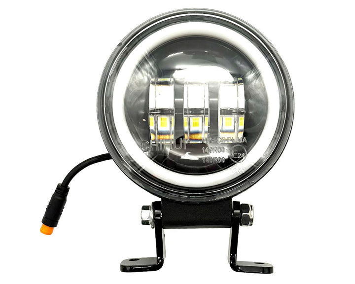 Headlight, Round, Aluminum Casing with Halo and Bracket (Part #19075) Fits TT1600R, HRH, HRS, XRA, XRB
