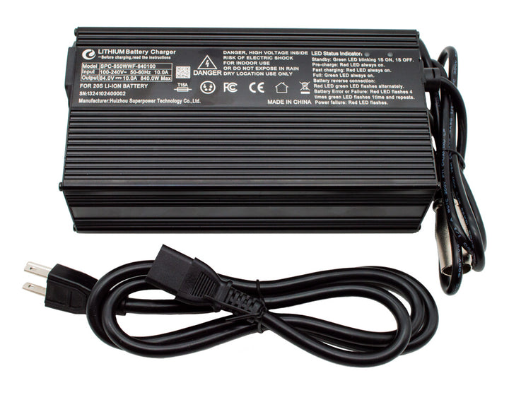 Battery Charger, 84V 10 Amp, 110v Lithium Ion CE (Part #19117) Fits XRA, XRB