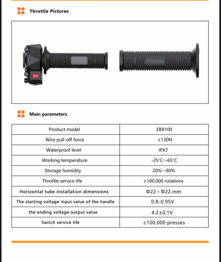 Aluminum Electric e-Bike / Motorcycle Twist Throttle - Fardriver
