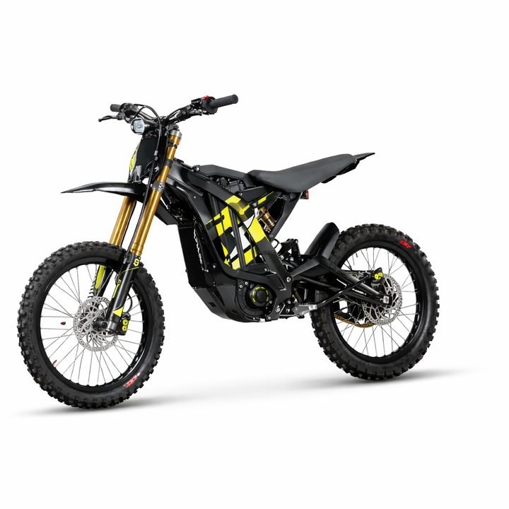 Black and yellow electric bike on a white background