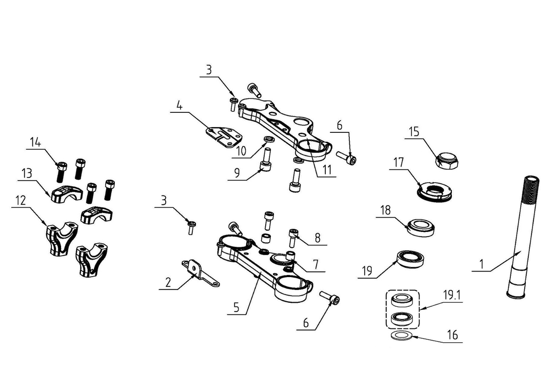 Fork Clamp Only, Lower w/rack lugs, Black Forged (Part #10272) Fits TT1600 Conversions, HRH, HRS, XRA, XRB