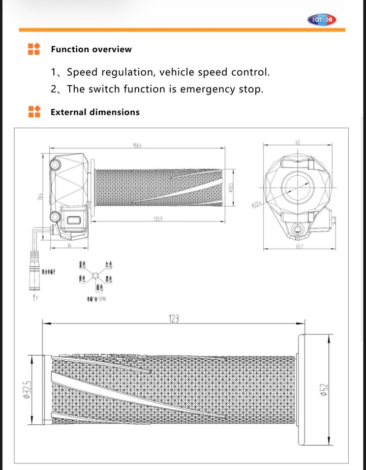 Aluminum Electric e-Bike / Motorcycle Twist Throttle - Fardriver