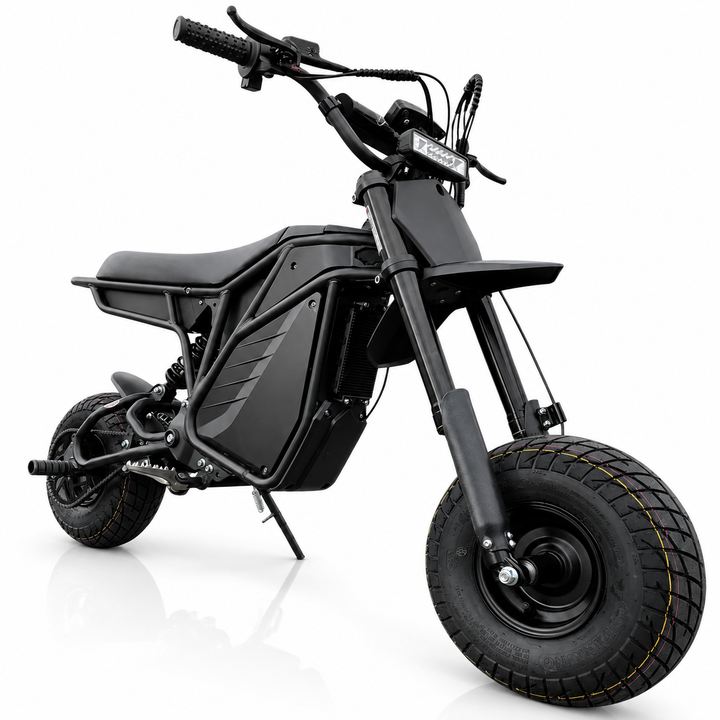 Black electric scooter on a white background