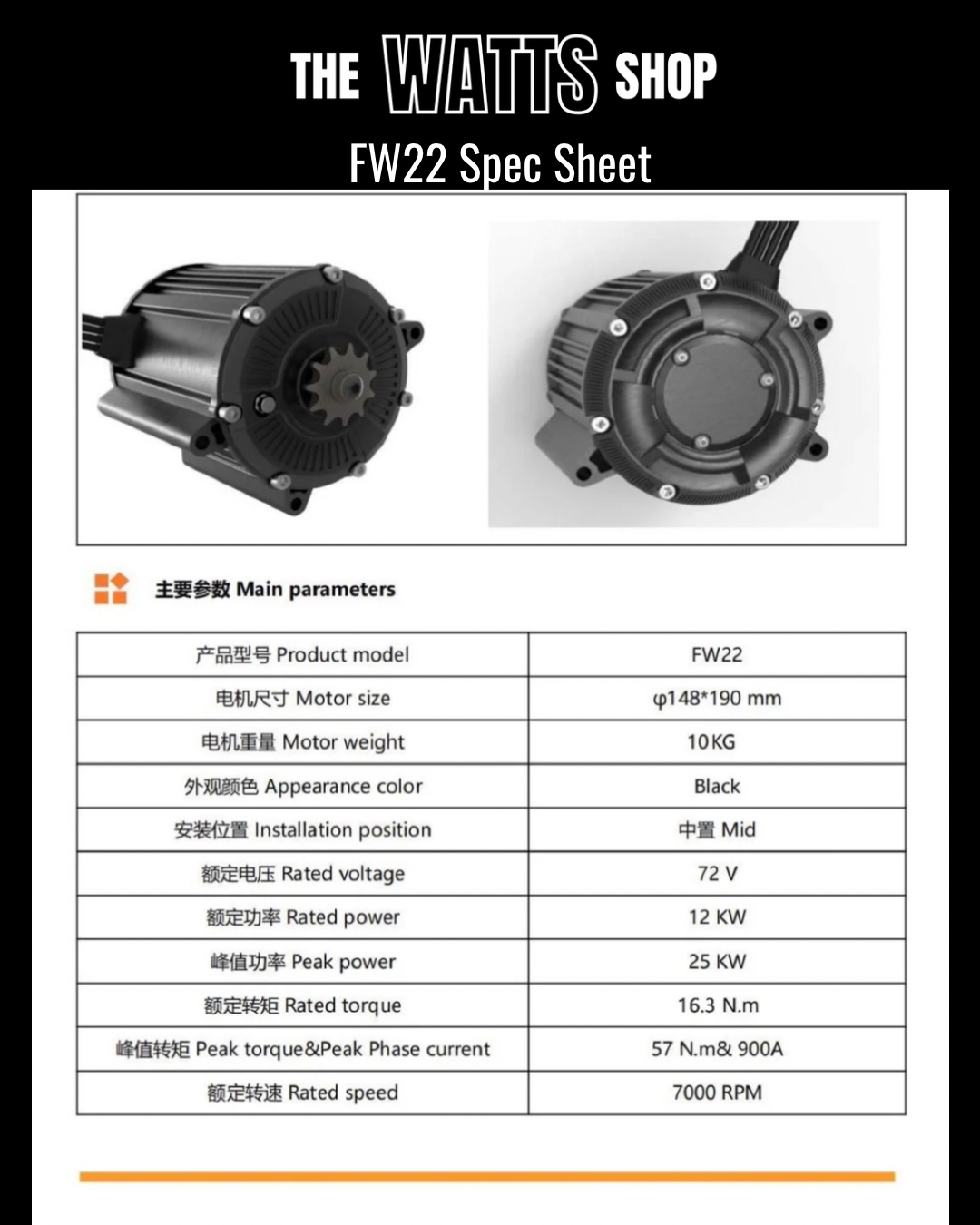 High Performance Sotion FW22 Motor For Valtinsu IN 10, EM-5, Pit Bike