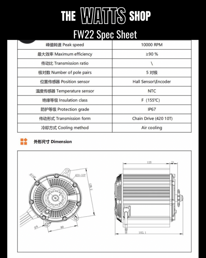 High Performance Sotion FW22 Motor For Valtinsu IN 10, EM-5, Pit Bike