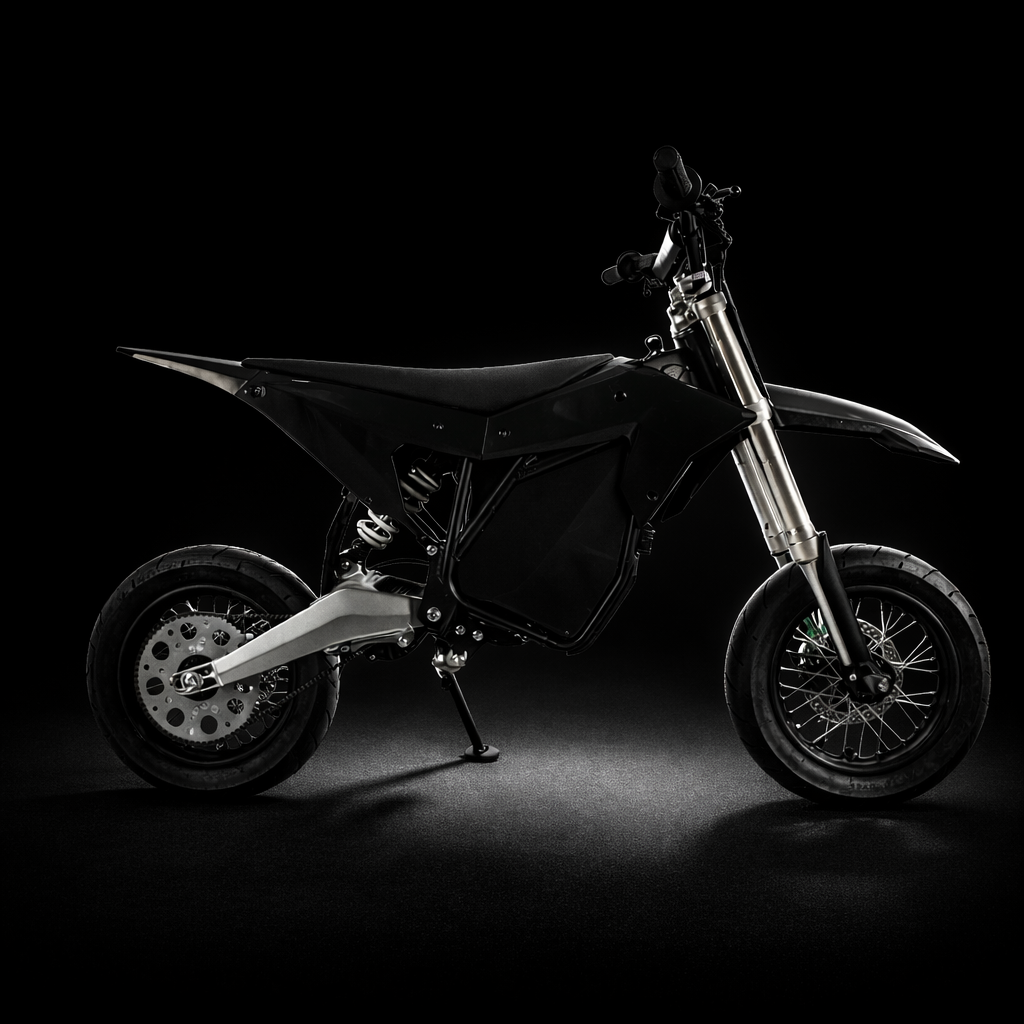 Black motorcycle on a black background