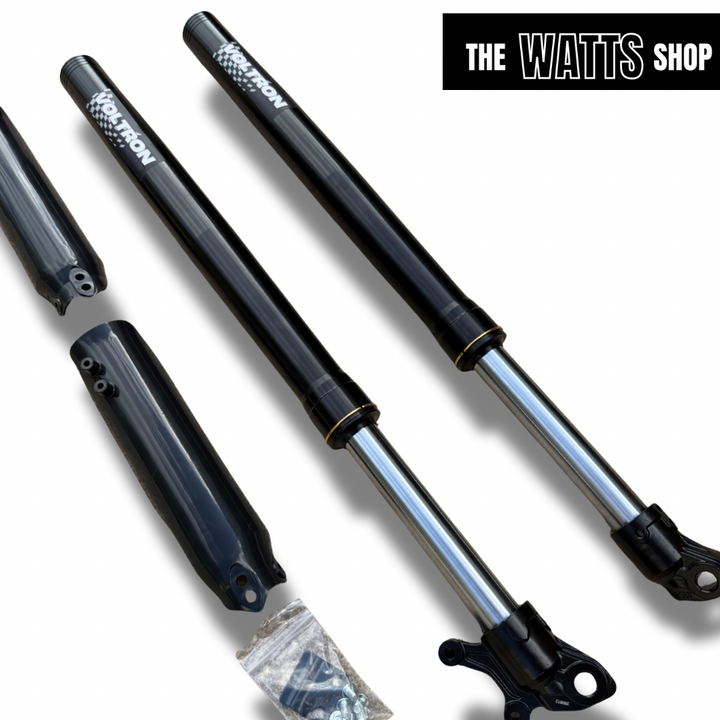 Tuttio Soleil 01 shock absorbers with 'Voltron' branding on a white background, featuring 'The Watts Shop' logo.