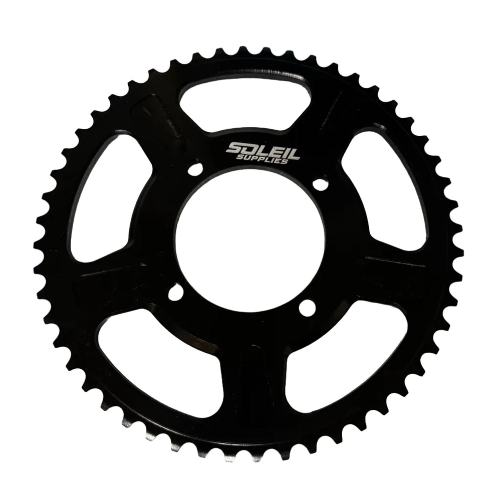 Black sprocket with 'Soleil Supplies' branding on a white background