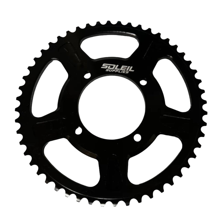 Black sprocket with 'Soleil Supplies' branding on a white background