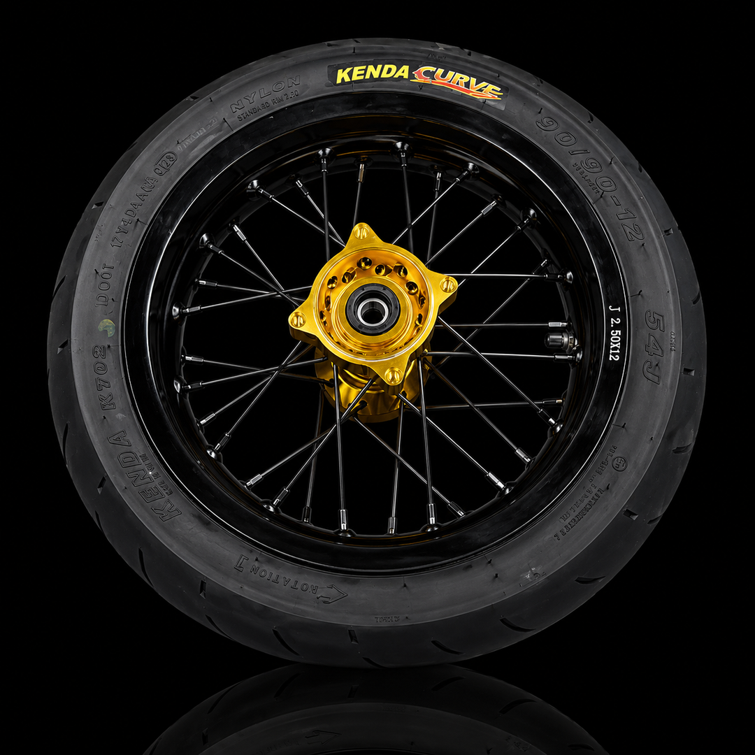 Razor MX or SX 12" Front Supermoto Wheel Kit with CNC Aluminum Hub - Gold