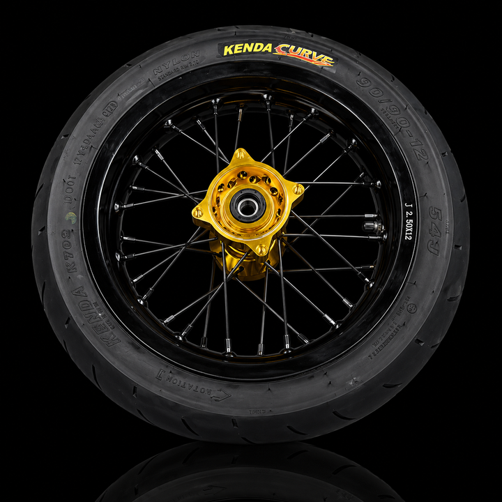 Razor MX or SX 12" Front Supermoto Wheel Kit with CNC Aluminum Hub - Gold