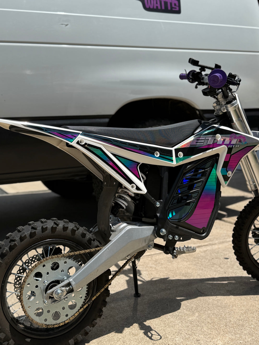 RTR ELECTRIC DIRT BIKE 72V "WHITE HOLOGRAPHIC"