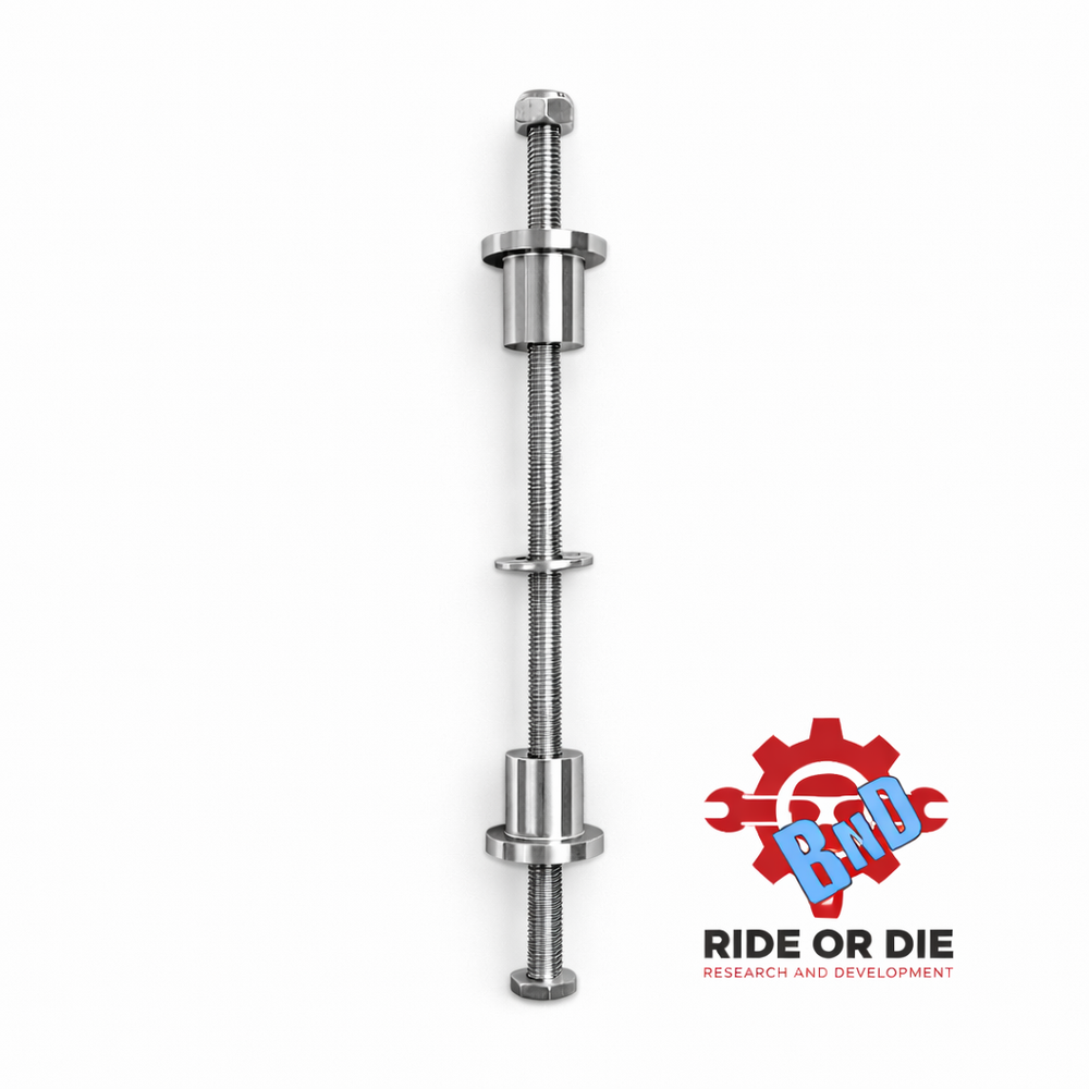 Metal rod with hexagonal head on a white background, featuring 'Ride or Die' logo.