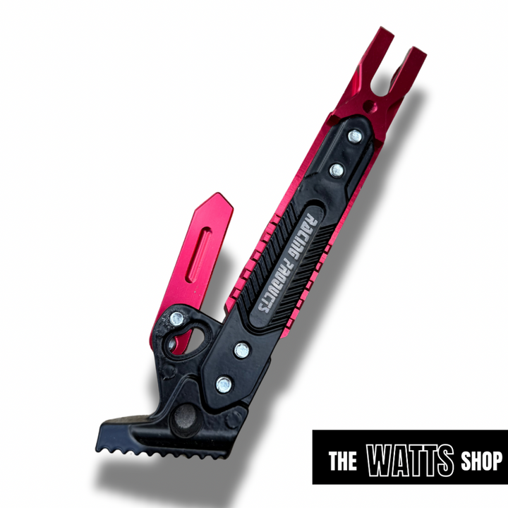 red and black Tuttio Soleil 01 kickstand on a white background, branded 'The Watts Shop'.