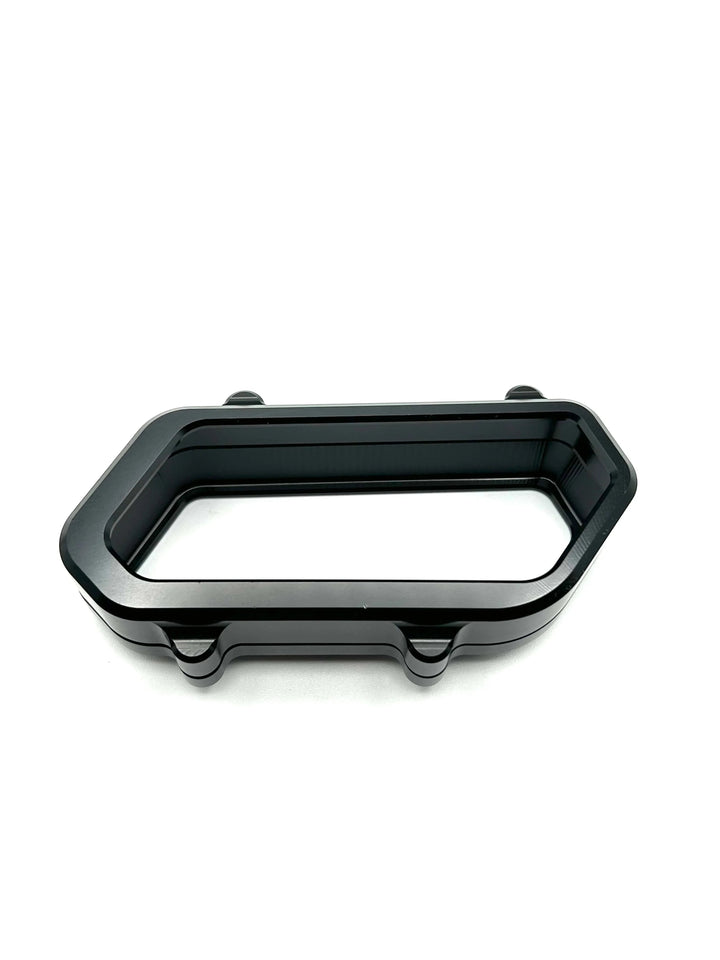 Black metal bracket on a white background