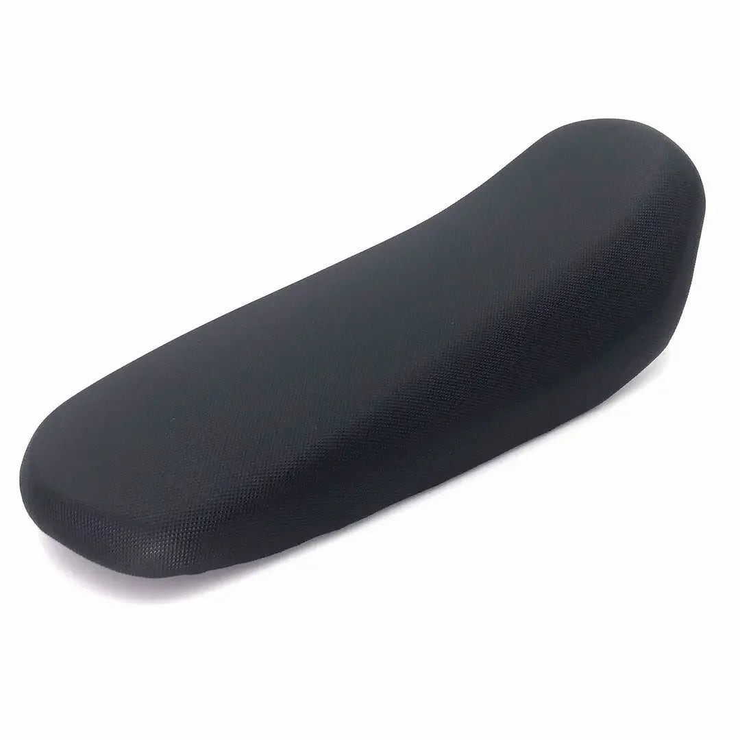 Black motorcycle seat on a white background