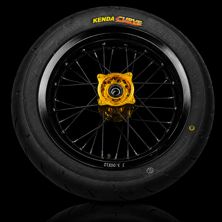 Razor MX or SX 12" Rear Supermoto Wheel Kit with CNC Aluminum Hub - Gold