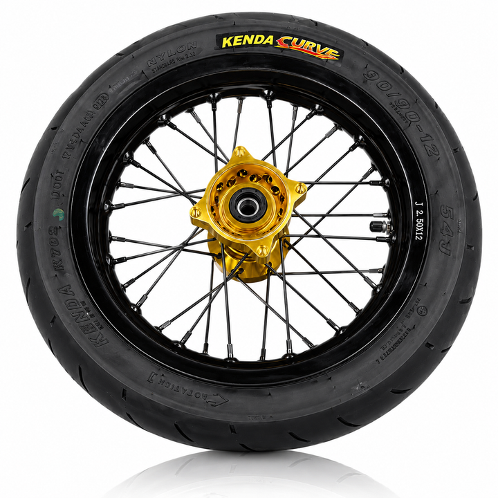 Razor MX or SX 12" Front Supermoto Wheel Kit with CNC Aluminum Hub - Gold