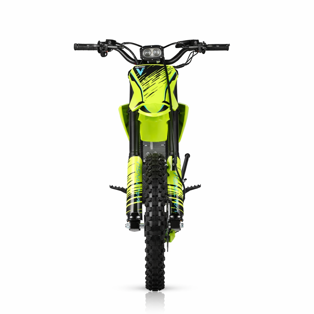 Yellow off-road motorcycle on a white background