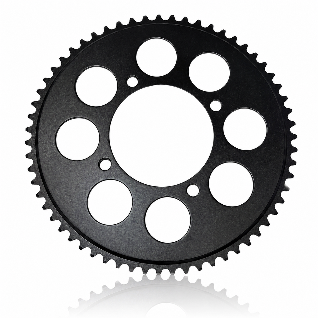 Black gear on a white background
