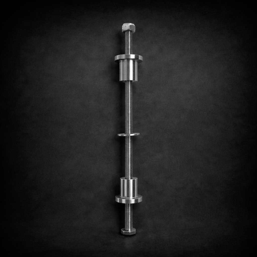 Metallic bolt or screw on a dark textured background