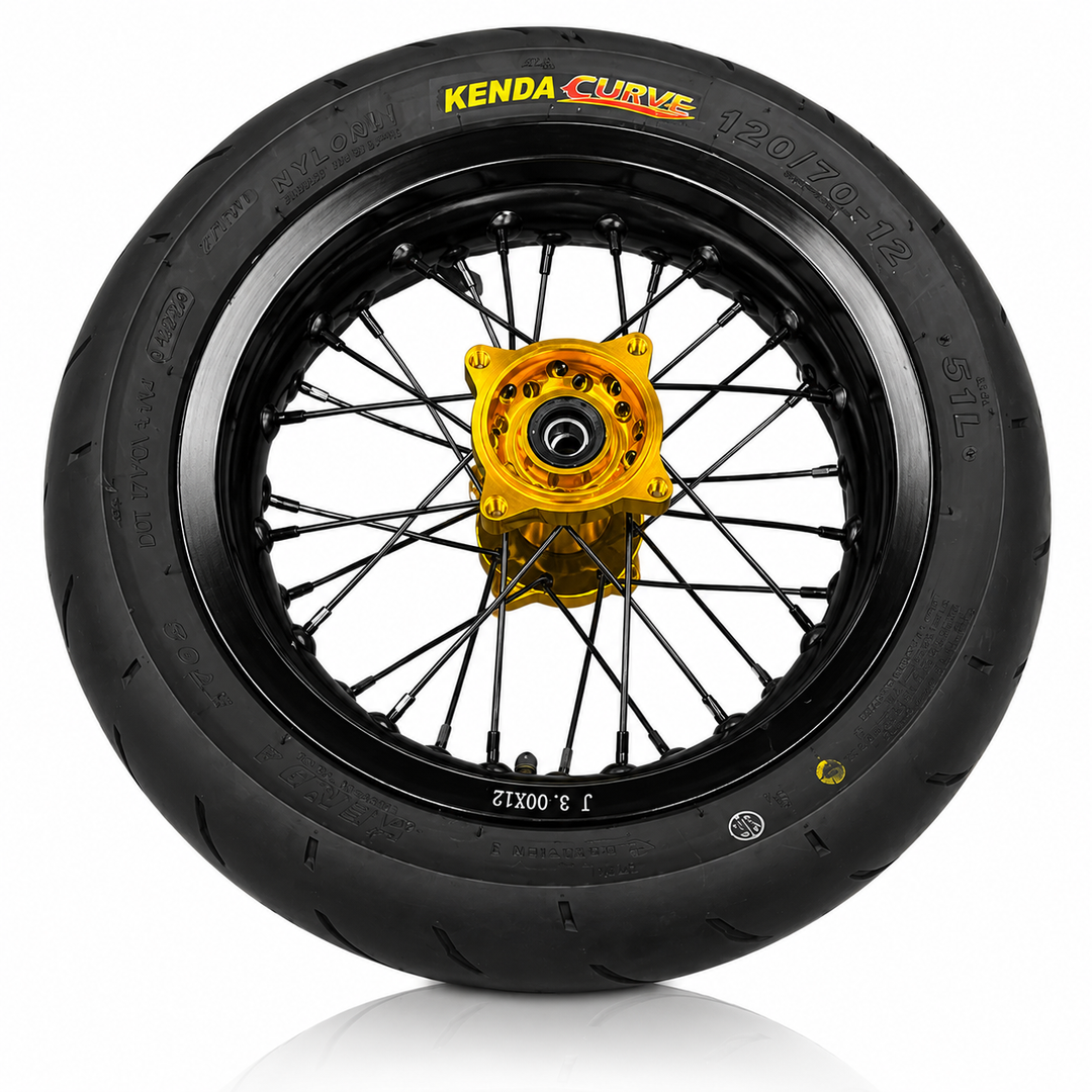 Razor MX or SX 12" Rear Supermoto Wheel Kit with CNC Aluminum Hub - Gold